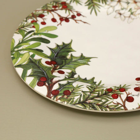 Holly & Berries Bamboo Christmas Dinner Plate