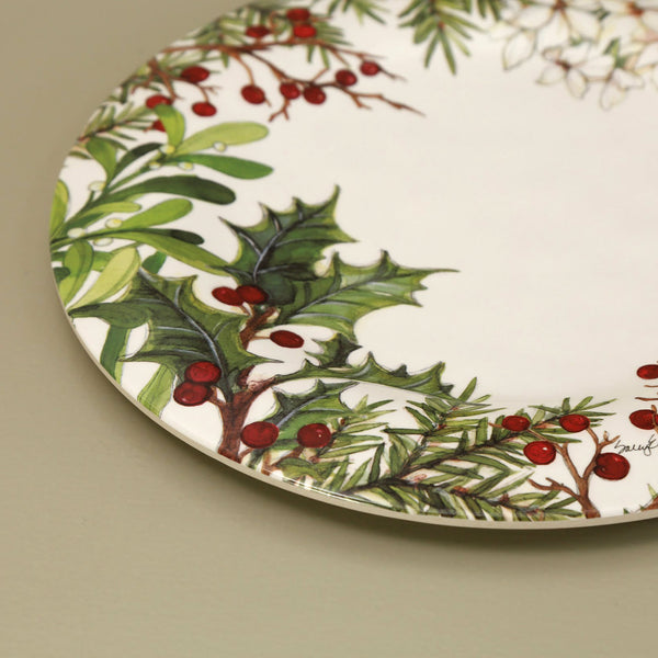 Holly & Berries Bamboo Christmas Dinner Plate