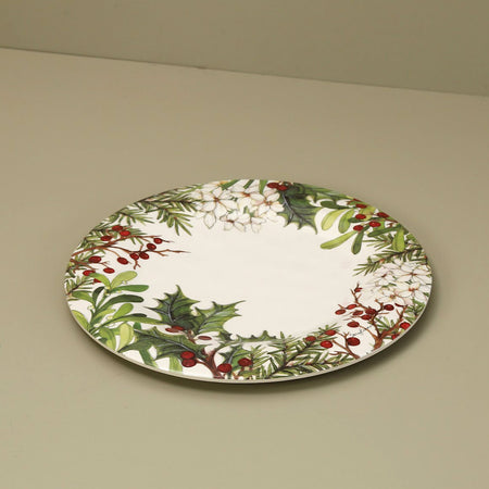Holly & Berries Bamboo Christmas Dinner Plate