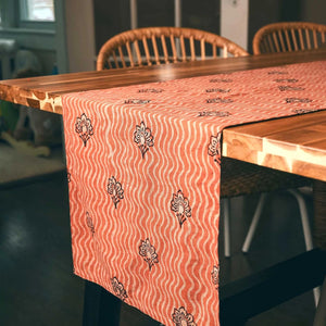 Ichcha Block Print Runner / Omelia Coral 16" x 90"