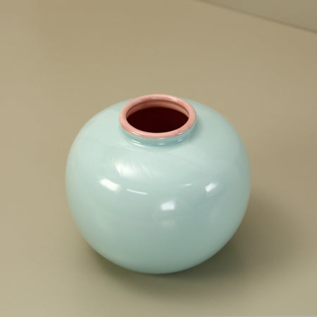 Jade Ring Vase / Celadon Pink Rim