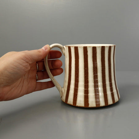 Jeremy Ayers / White & Brown Striped Mug