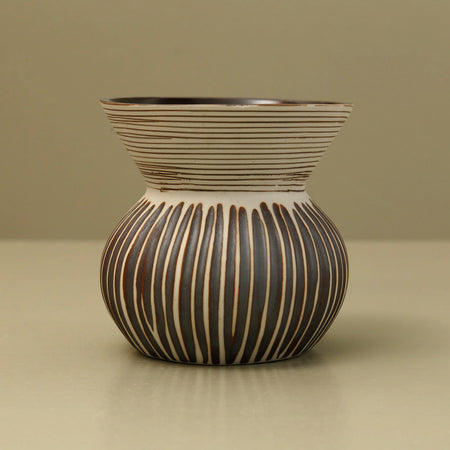 Jube Mini-Handcrafted Porcelain Vase / Brown Stripe