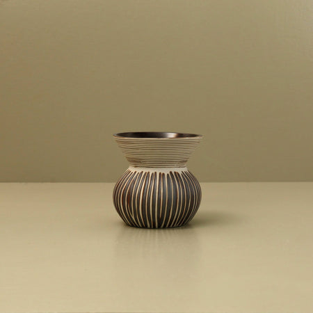 Jube Mini-Handcrafted Porcelain Vase / Brown Stripe