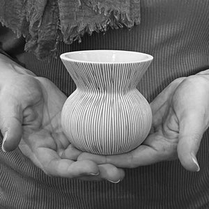 Jube Mini-Handcrafted Porcelain Vase / Brown Stripe