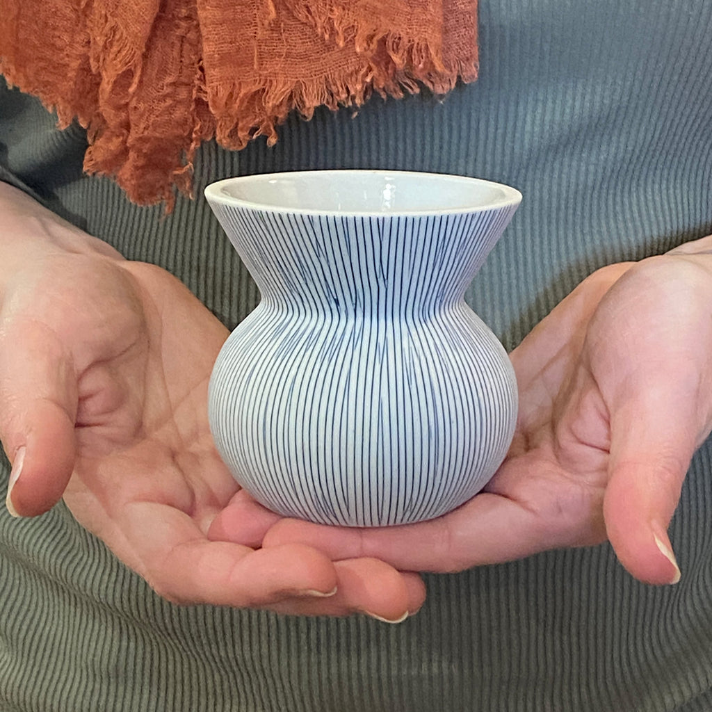 Jube Mini-Handcrafted Porcelain Vase / Blue Stripe
