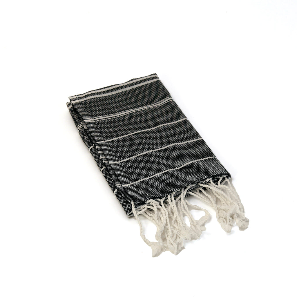 Kalkedon Turkish Cotton Hand Towel / Black & White Multistripe