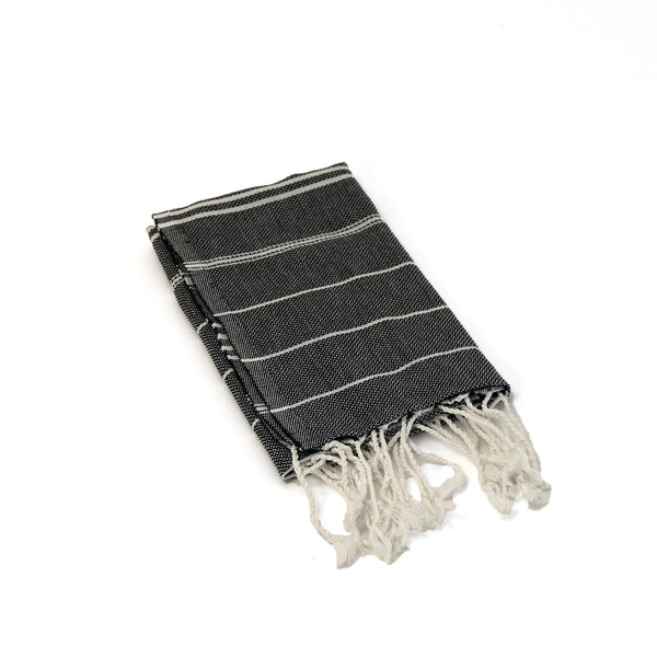 Kalkedon Turkish Cotton Hand Towel / Black & White Multistripe