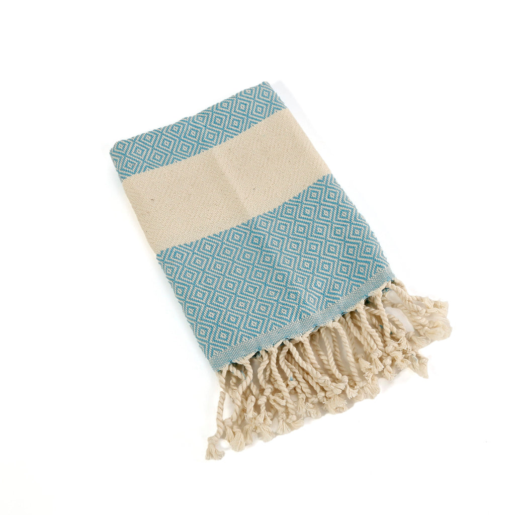 Kalkedon Turkish Cotton Hand Towel / Diamond / Sky