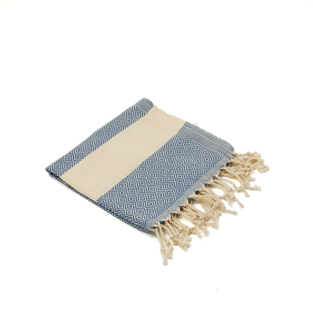 Kalkedon Turkish Cotton Hand Towel / Diamond / Cornflower