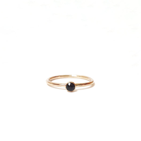 Mini Black Onyx Stacking Ring / Gold Fill