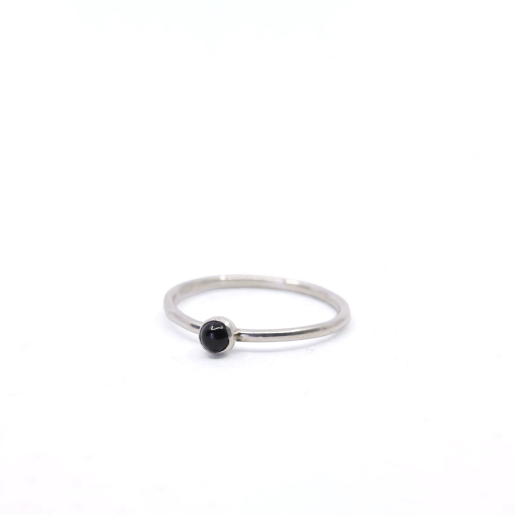Mini Black Onyx Stacking Ring / Sterling Silver