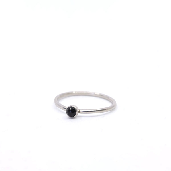 Mini Black Onyx Stacking Ring / Sterling Silver