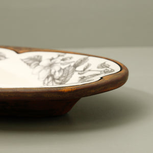 Laura Zindel Oblong Serving Dish / Honey Bee w/ Apple Blossoms