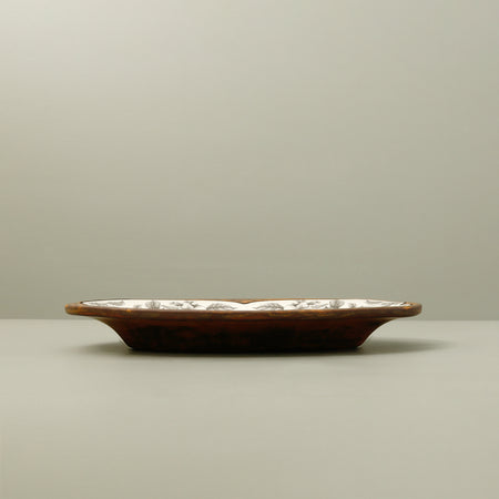 Laura Zindel Oblong Serving Dish / Honey Bee w/ Apple Blossoms