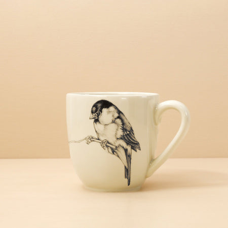 Laura Zindel Handmade Mug / Branch Chickadee