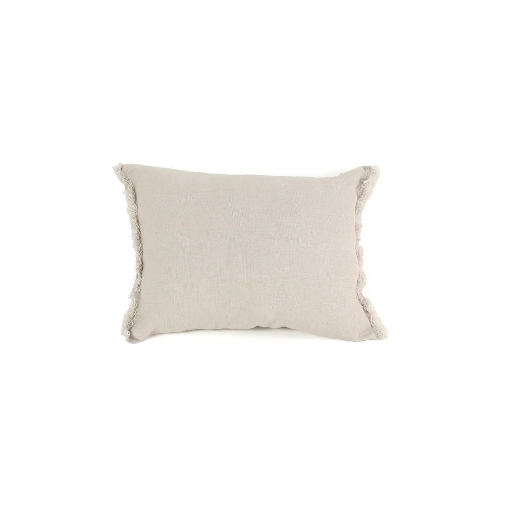 Terra Fringe Linen Lumbar Pillow / Silver