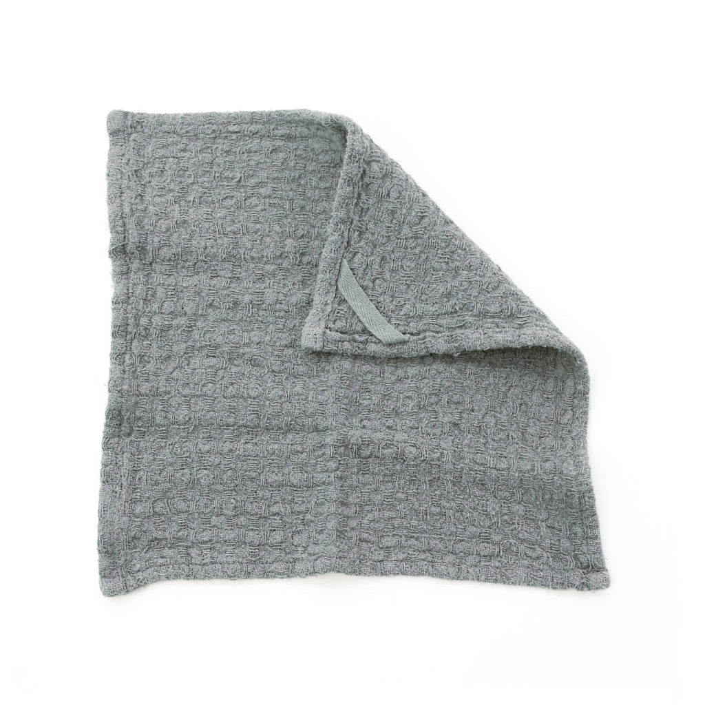 Linen Waffle Washcloth / Blue Fog