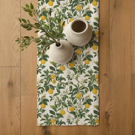 Italian Lemons Linen Table Runner 79"