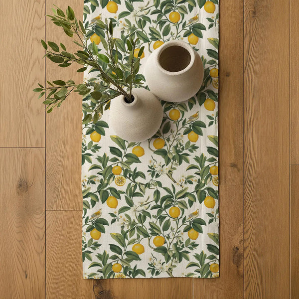 Italian Lemons Linen Table Runner 79"