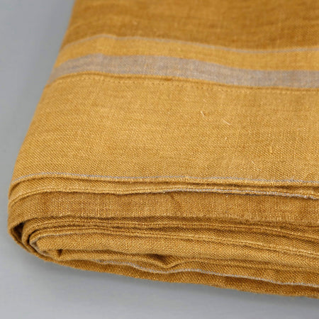 Amber Bronze Stripes Linen Tablecloth