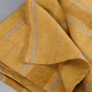 Amber Bronze Stripes Linen Tablecloth