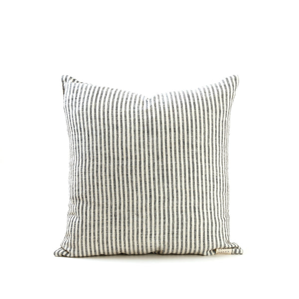 Linen 16" Pillow / Thin Black Stripes
