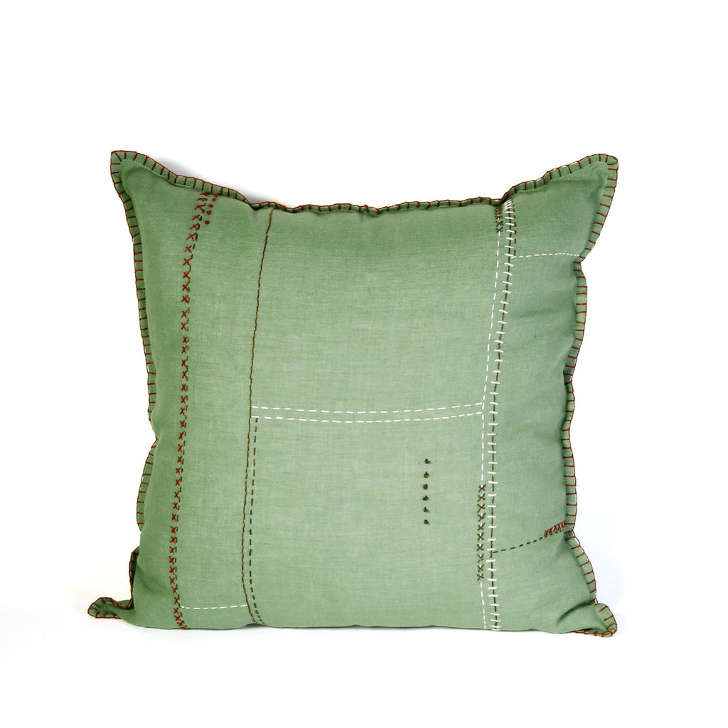 Linen Floret Pillow / Retro Green