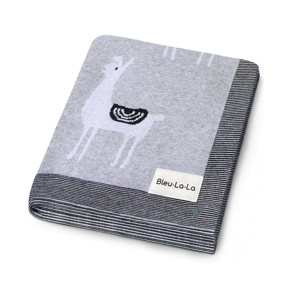 Cotton Swaddle Blanket / Llama Grey