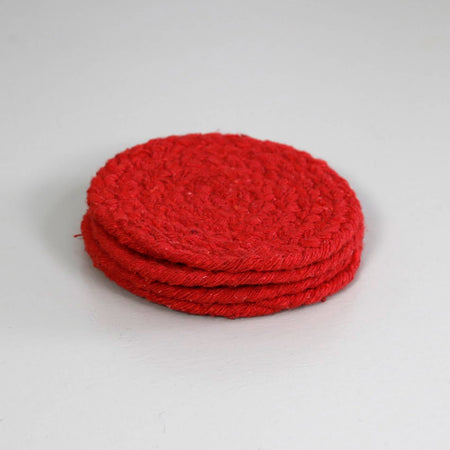 Mabelle Cotton Coasters / Set of 4 / Red