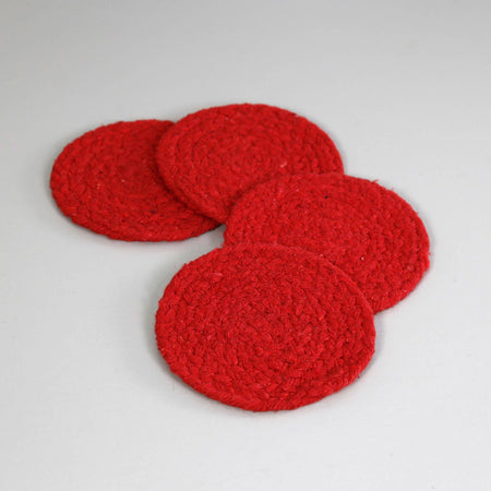 Mabelle Cotton Coasters / Set of 4 / Red