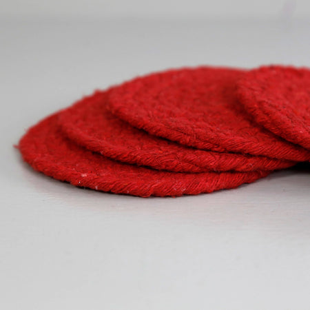Mabelle Cotton Coasters / Set of 4 / Red