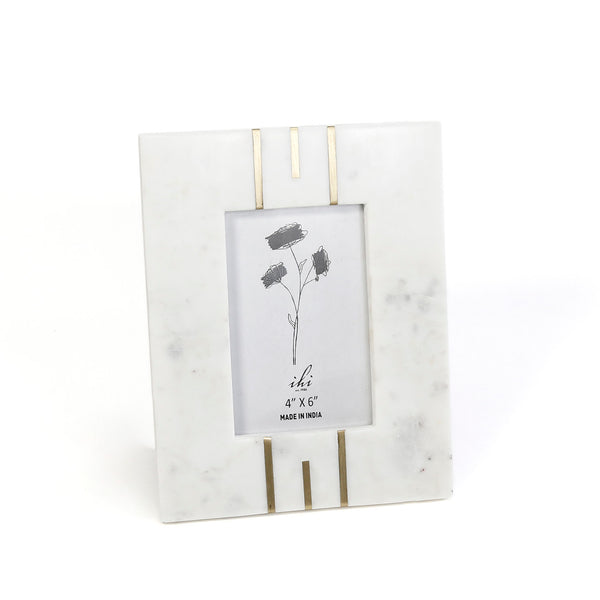 Marble & Brass Lines Picture Frame / 4" x 6"