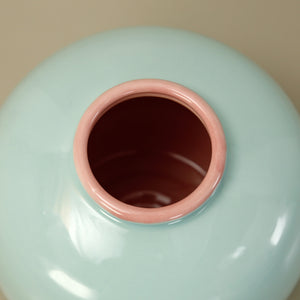Jade Ring Vase / Celadon Pink Rim