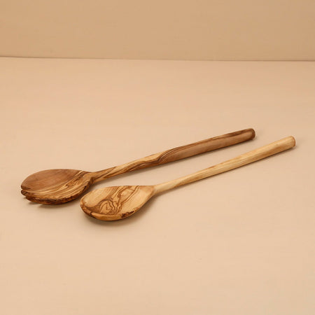 Modern Olive Wood Salad Servers