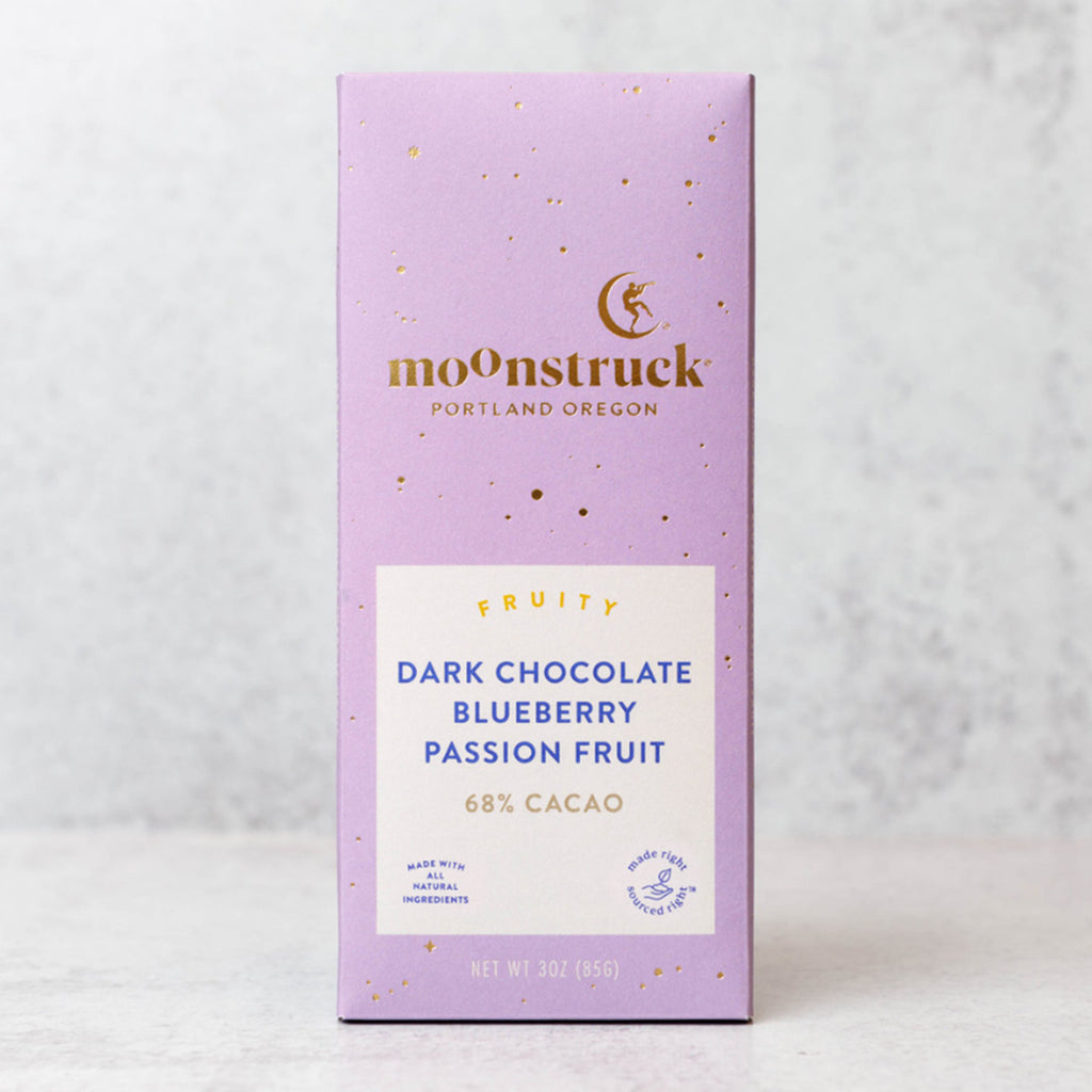 Moonstruck Chocolate / Fruity Dark Chocolate Blueberry Passionfruit