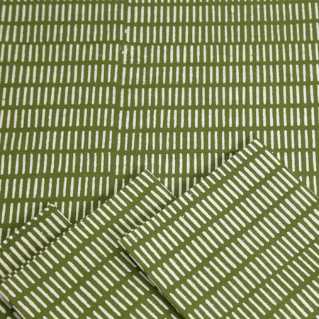 Block Print 4pc Napkin Set / Pontis Stripe Moss