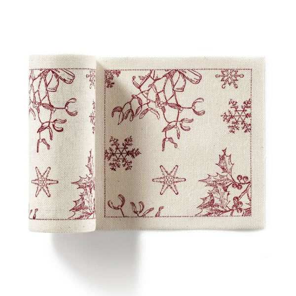 Cotton Cocktail Napkins Roll / Classic Christmas