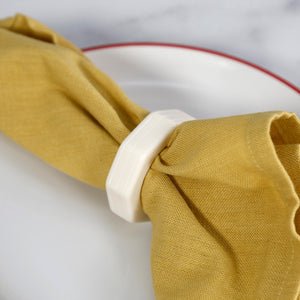 White Resin Etched Stripes Napkin Ring
