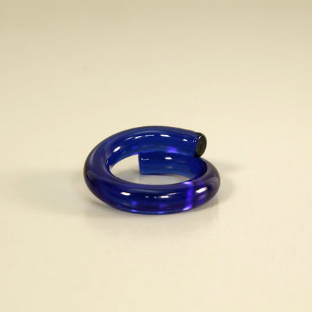 Blue Hand-Shaped Glass Napkin Rings / Set of 4