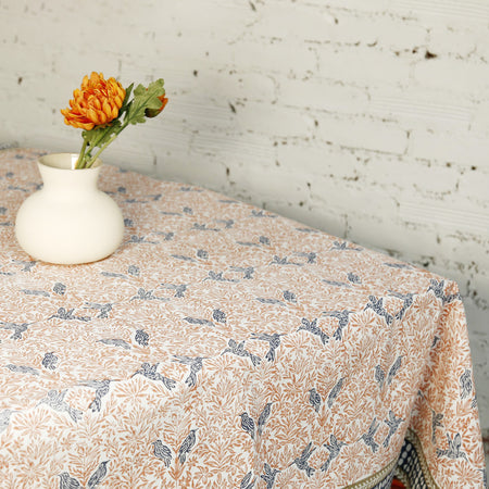 Edith Birds Block Print Tablecloth