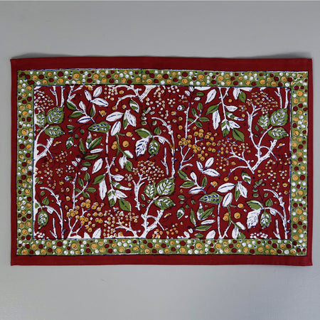 Block Print Placemat / Ruby Currant