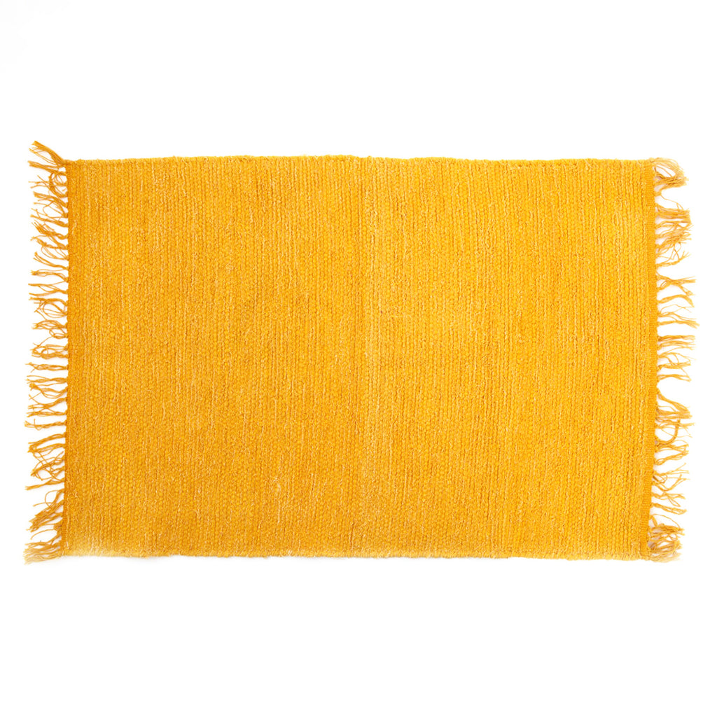 Solid Color Cotton Indoor Rugs / Mustard Ochre 2x3'