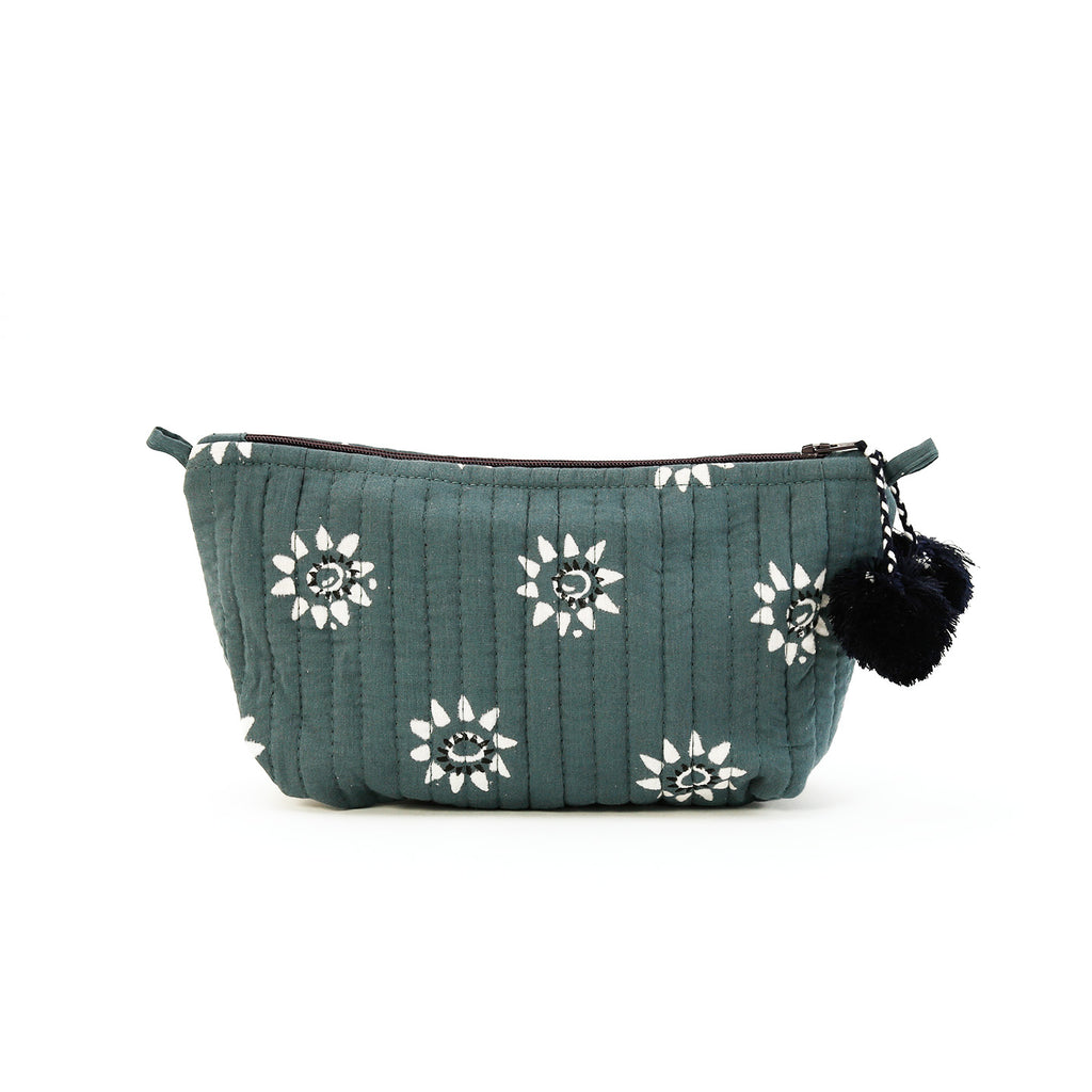 Block Print Makeup Bag / Navi Ocean
