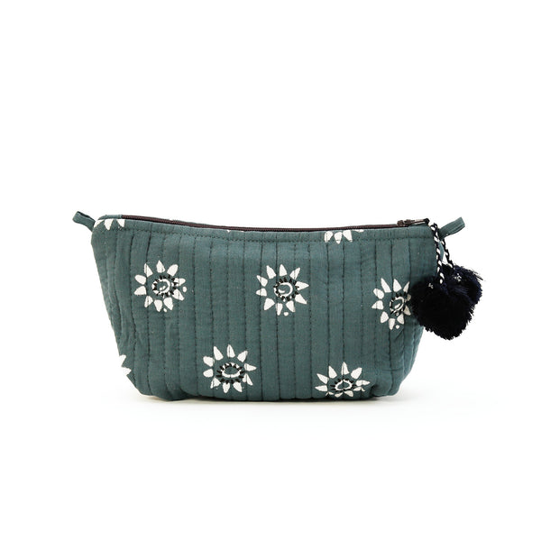 Block Print Makeup Bag / Navi Ocean