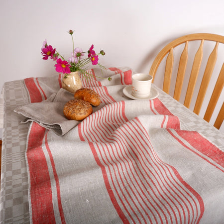 Linen Table Runners / Red Stripes
