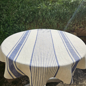 Stripes Linen Tablecloth / Navy