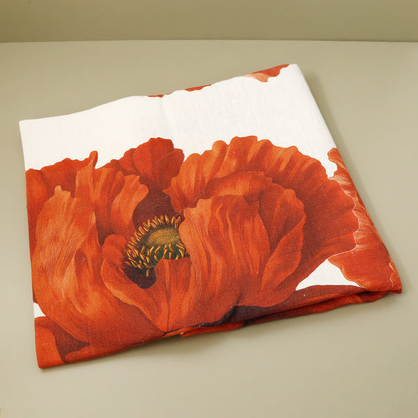 Red Poppy Linen Tablecloth
