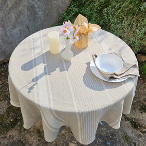 Stripes Linen Tablecloth / Taupe