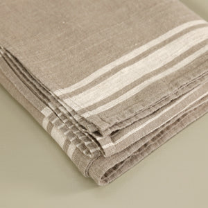 Stripes Linen Tablecloth / Taupe